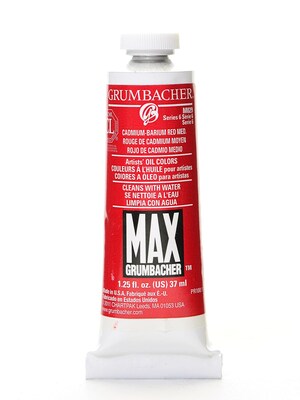 Grumbacher Max Water Miscible Oil Colors Cadmium-Barium Red Medium 1.25 Oz. (M029)
