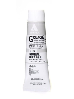 Holbein Acryla Gouache 20 Ml Neutral Grey #2 [Pack Of 2] (2PK-D162)