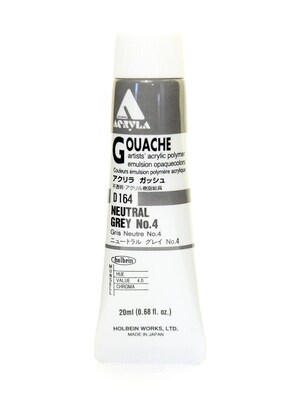 Holbein Acryla Gouache 20 Ml Neutral Grey #4 [Pack Of 2] (2PK-D164)