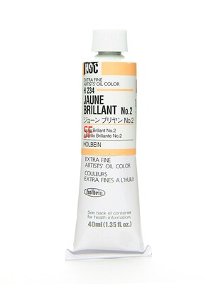 Holbein Artist Oil Colors Jaune Brilliant #2 40 Ml [Pack Of 2] (2PK-H234)