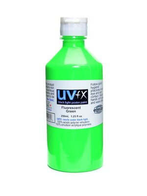 Jack Richeson Uvfx Black Light Poster Paint Fluorescent Green 250 Ml Bottle [Pack Of 2] (2PK-0242507430)