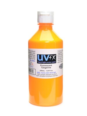 Jack Richeson Uvfx Black Light Poster Paint Fluorescent Tangerine 250 Ml Bottle [Pack Of 2] (2PK-024