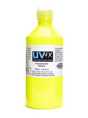 Jack Richeson Uvfx Black Light Poster Paint Fluorescent Yellow 250 Ml Bottle [Pack Of 2] (2PK-0242507478)
