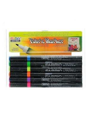 Marvy Uchida Fabric Markers, Fine Tip, Fluorescent, Set of 6, Pack of 2 (15753)