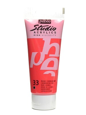 Pebeo Studio Acrylic Paint Cadmium Red Hue 100 Ml [Pack Of 3] (3PK-831-033)