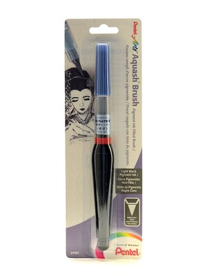 Pentel Aquash Water Brush Medium Fine Point, Filled With Light Black Pigment Ink [Pack Of 2] (2PK-FRHMNBPA)