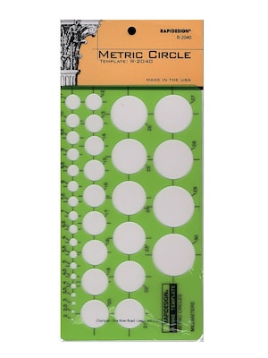 Rapidesign Circle Drafting Templates Metric Circles 37 Circles (R2040)