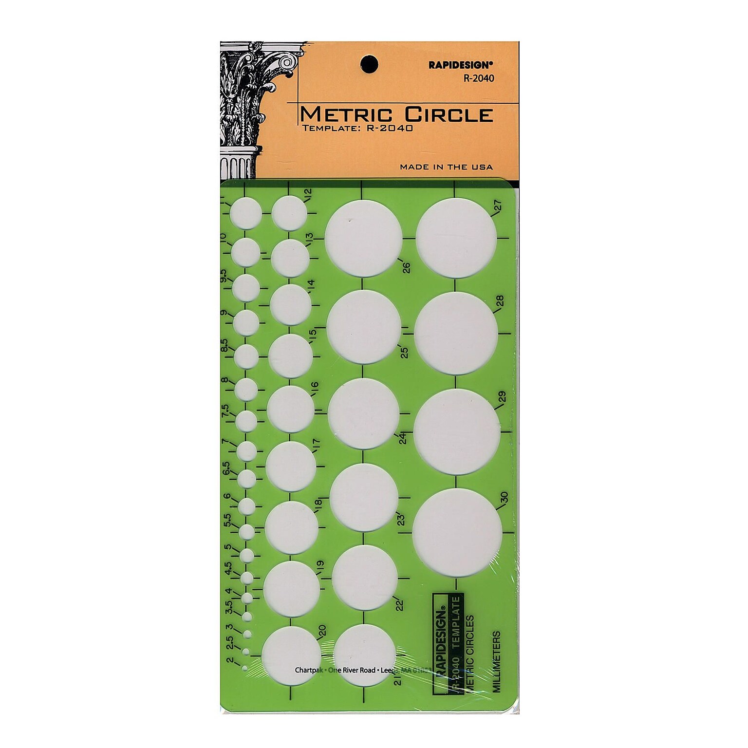 Rapidesign Circle Drafting Templates Metric Circles 37 Circles (R2040)