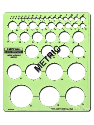 Rapidesign Circle Drafting Templates Metric Large Circles 44 Circles (R2140)