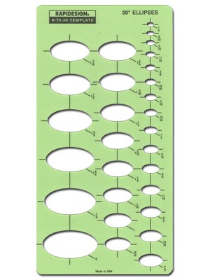 Rapidesign Ellipses Drafting Templates Individual Ellipse Series 30 Degrees Each (R70-30)