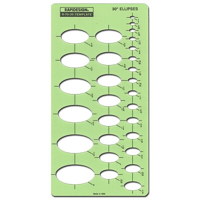 Rapidesign Ellipses Drafting Templates Individual Ellipse Series 30 Degrees Each (R70-30)