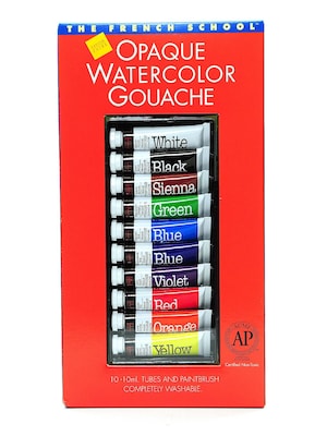 Savoir-Faire The French School Opaque Watercolor Gouache Tube Sets Set Of 10 In Case With Brush (313