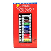 Savoir-Faire The French School Opaque Watercolor Gouache Tube Sets Set Of 10 In Case With Brush (313