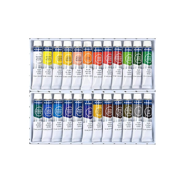 Staedtler Acrylic Paints, Assorted Colors, Set Of 24 (8500 C24A6)