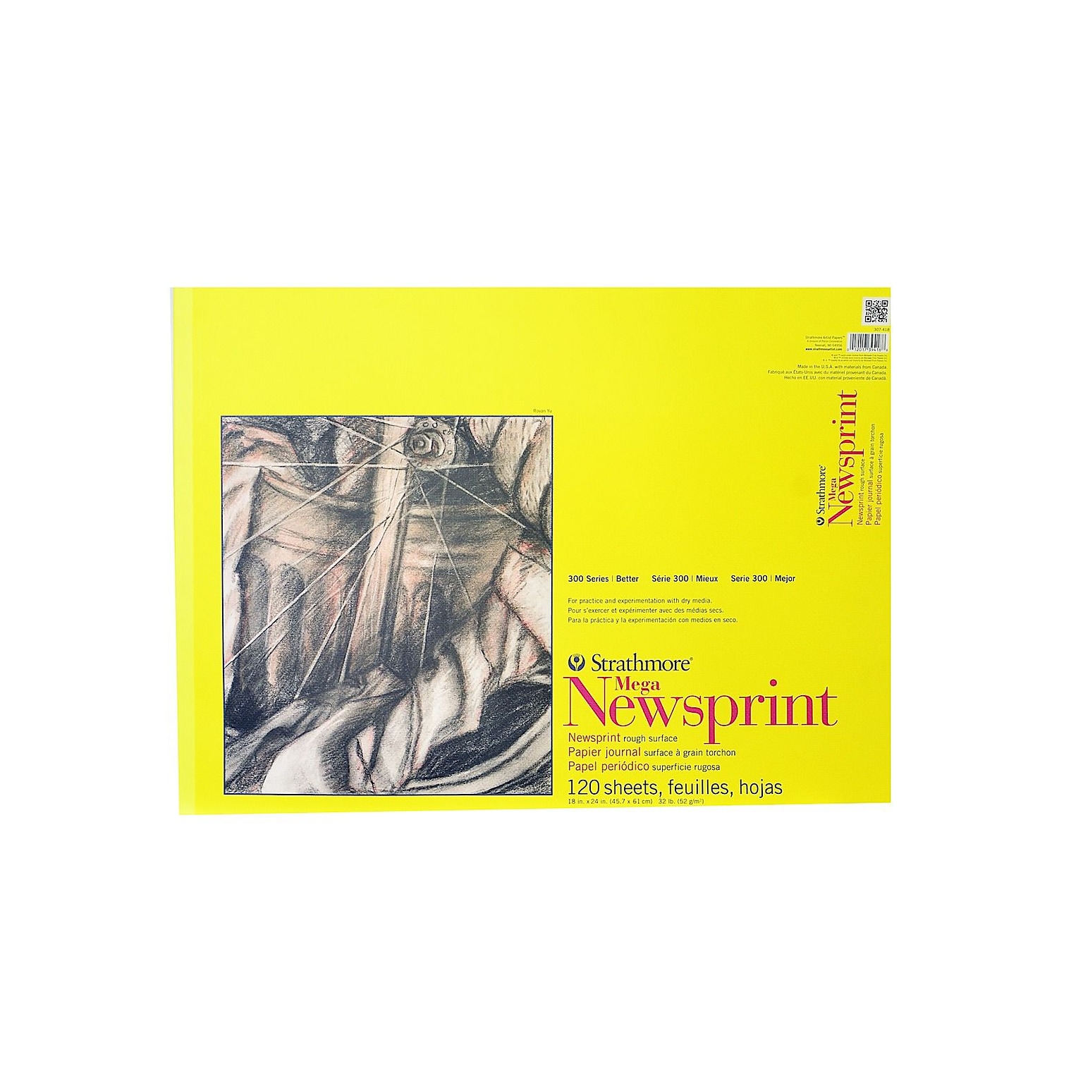 Strathmore 300 Series Newsprint Paper Pads Rough 120 Sheets 18 In. X 24 In. (307-418-1)