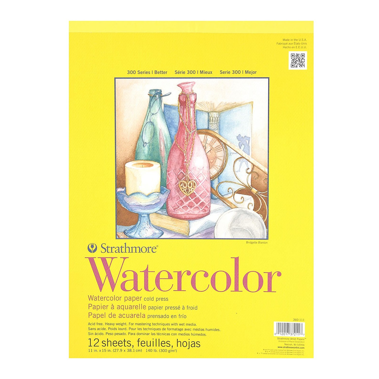 Strathmore 300 Series Watercolor Paper 11 In. X 15 In. Pad Of 12 Tape Bound [Pack Of 2] (2PK-360-111-1)