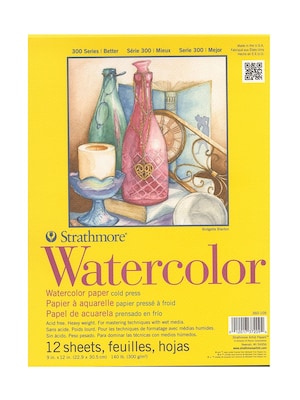 Strathmore 300 Series Watercolor Paper 9 In. X 12 In. Pad Of 12 Tape Bound [Pack Of 2] (2PK-360-109-