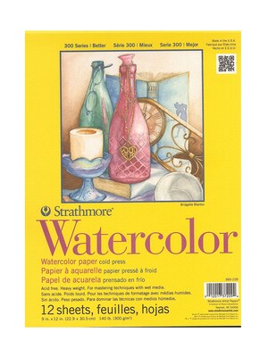 Strathmore 300 Series Watercolor Paper 9 In. X 12 In. Pad Of 12 Tape Bound [Pack Of 2] (2PK-360-109-