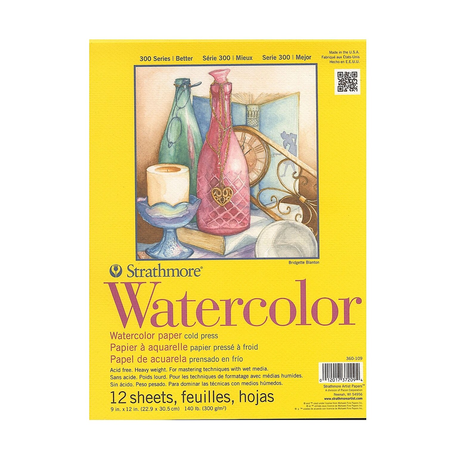 Strathmore 300 Series Watercolor Paper 9 In. X 12 In. Pad Of 12 Tape Bound [Pack Of 2] (2PK-360-109-1)