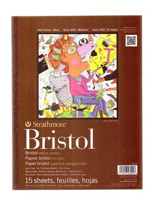 Strathmore 400 Series 9 x 12 Bristol Sketch Pad, 15 Sheets/Pad (41529)