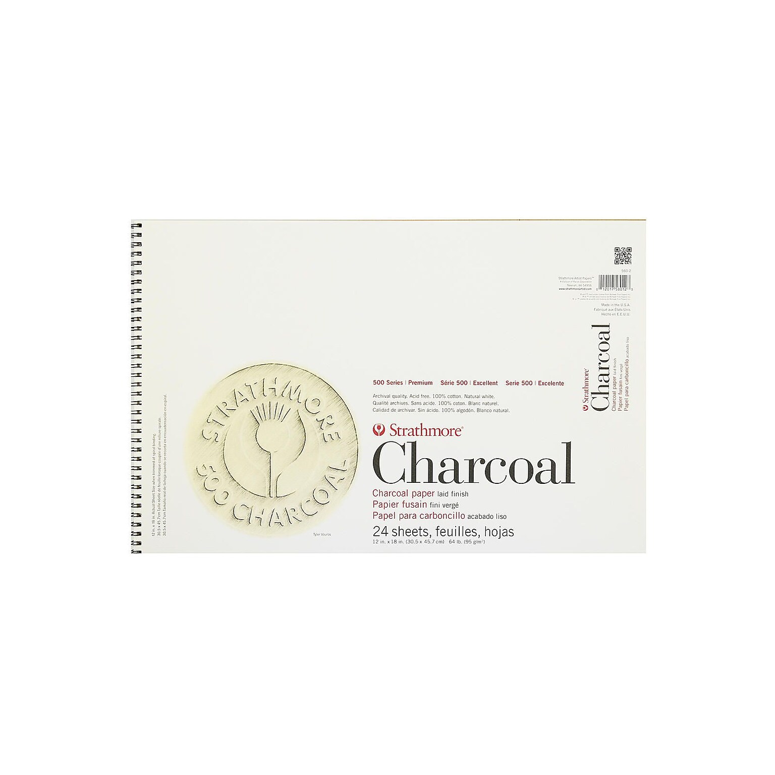 Strathmore 500 Series 12 x 18 Charcoal Sketch Pad, 24 Sheets/Pad (78897)