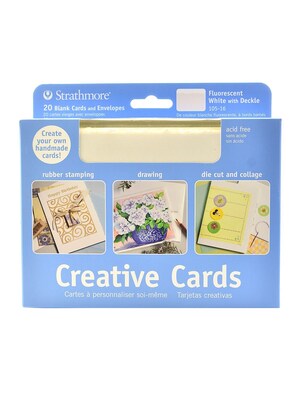 Strathmore Blank Greeting Cards With Envelopes Fluorescent White With Same Deckle Pack Of 20 (105-16-1)