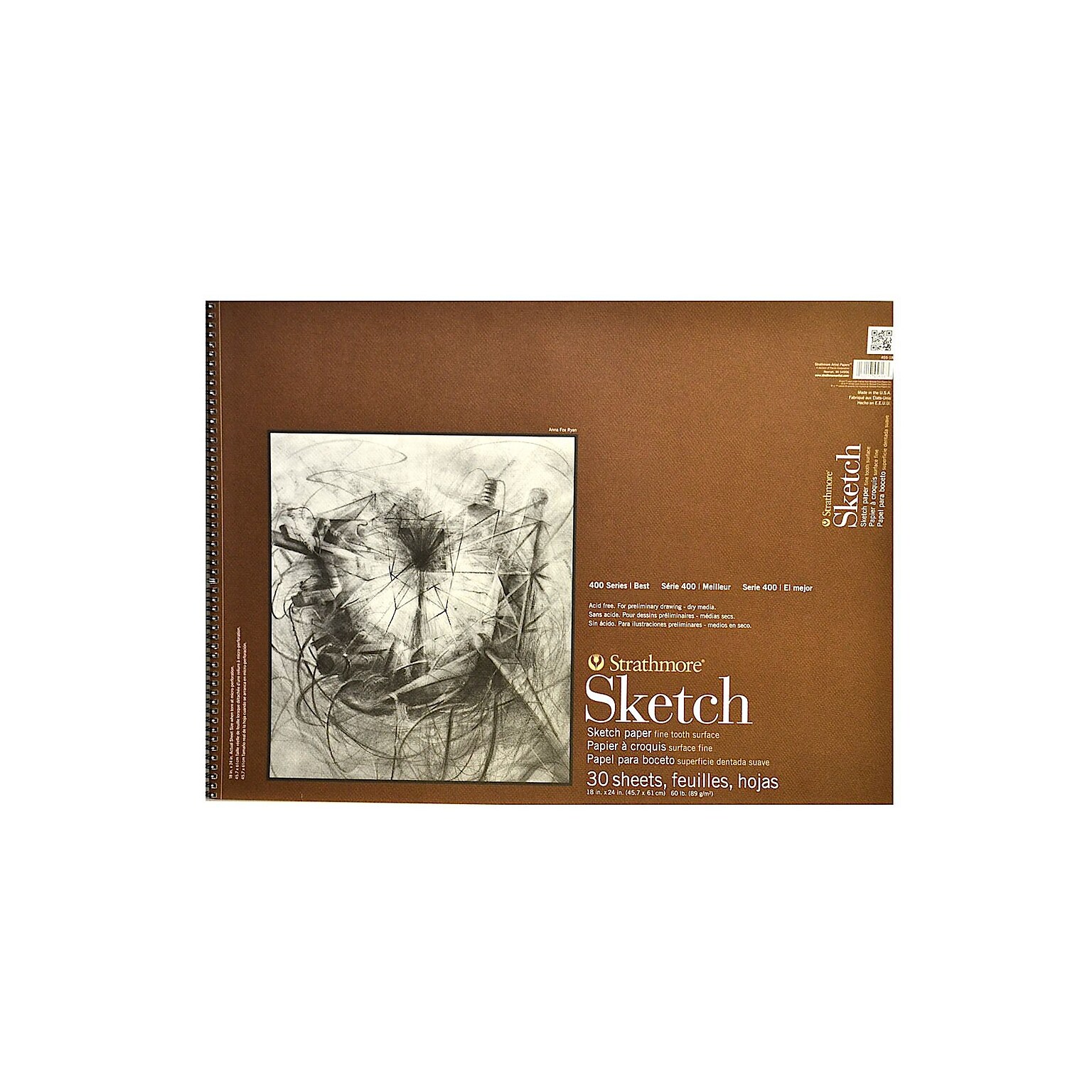 Strathmore 400 Series 18 x 24 Spiral Bound Sketch Pad, 30 Sheets/Pad (59760)