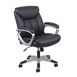 Essentials by OFM ESS-6020 Black Leather Chair, Swivel and Tilt Control, Fixed Loop Padded Arms, Pai