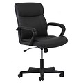 Essentials by OFM ESS-6010 Black Leather Chair, Swivel and Tilt Control, Fixed Loop Padded Arms, Black Frame