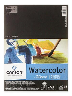 Canson Montval Watercolor Paper, 9 In. x 12 In., Pad Of 12, 140 Lb. Cold Press, Pack Of 3 (3PK-10051