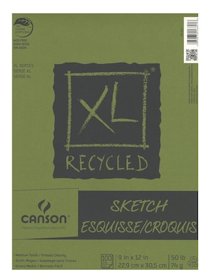 Canson XL Recycled 9 x 12 Hard Bound Sketch Pad, 100 Sheets/Pad, 3/Pack (96471-PK3)