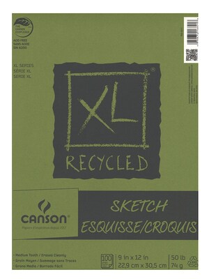 Canson XL Recycled 9 x 12 Hard Bound Sketch Pad, 100 Sheets/Pad, 3/Pack (96471-PK3)