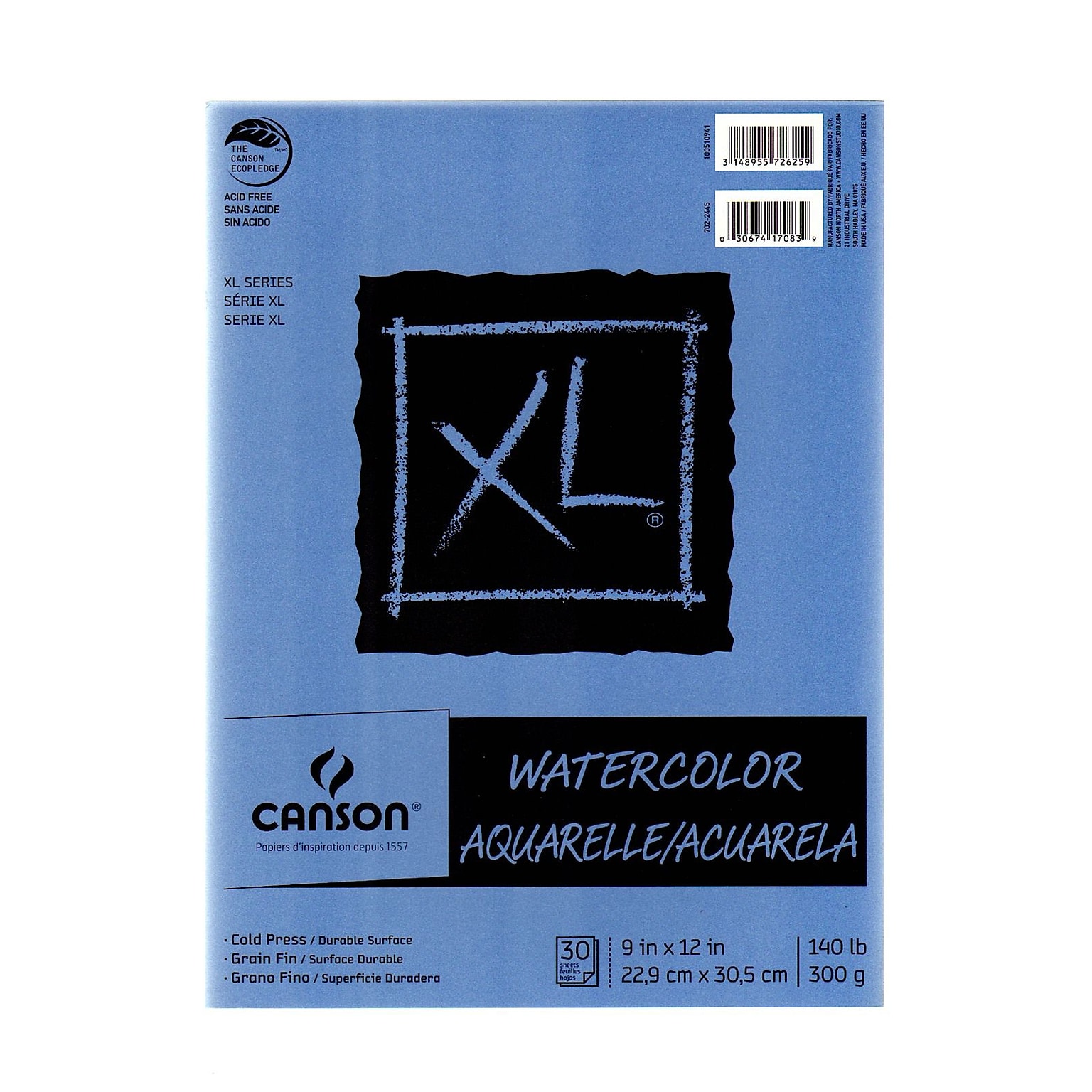 Canson XL Watercolor Pads, 9 In. x 12 In., Pad Of 30, Pack Of 3 (3PK-100510941)