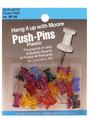 Moore Push Pins Assorted Gem Stone Plastic Pack Of 100 [Pack Of 3] (3PK-2P-100-AGS)