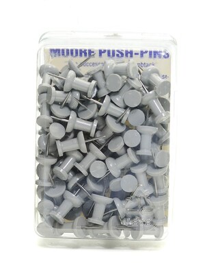 Moore Push Pins Slate Gray Plastic Pack Of 100 [Pack Of 3] (3PK-2P-100 SLG)