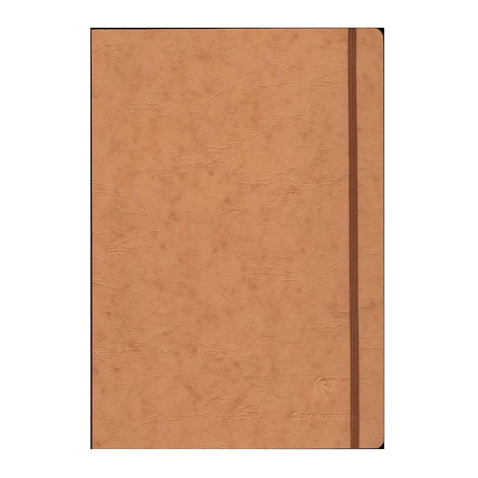 Clairefontaine Cloth-Bound Notebooks 8 1/4 In. X 11 3/4 In. Ruled, Tan Cover, Elastic Closure 96 Sheets [Pack Of 2] (2PK-79146)