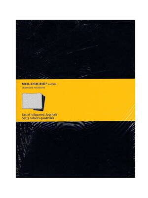 Moleskine Cahier Journal, 7.5 x 9.75, Graph Ruled, Black, 120 Pages, 3/Pack (43184-PK3)