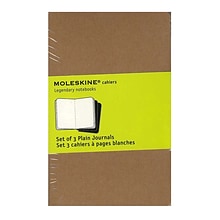 Moleskine Cahier Pocket Journal, 3.5 x 5.5, Brown, 64 Pages, 3/Pack (43192-PK3)