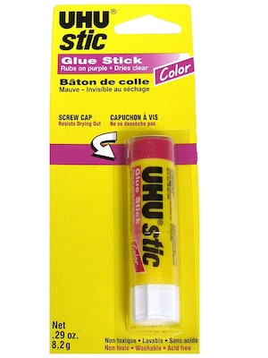 UHU WashableRemovable Glue Sticks, 0.29 oz., Purple, 24/Pack (57161-PK24)