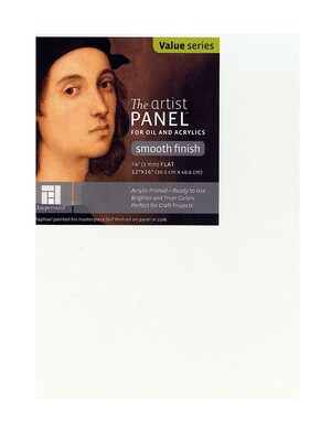 Ampersand The Artist Panel Primed Smooth Flat Profile 12 In. X 16 In. 1/8 In. [Pack Of 3] (3PK-APS1216)