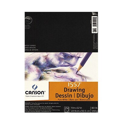 Canson Pure White Drawing Pads, 9 In. x 12 In., Pack Of 3 (3PK-100510890)
