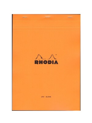 Rhodia Classic French Paper Pads Blank 8 1/4 In. X 11 3/4 In. Orange [Pack Of 3] (3PK-18000)