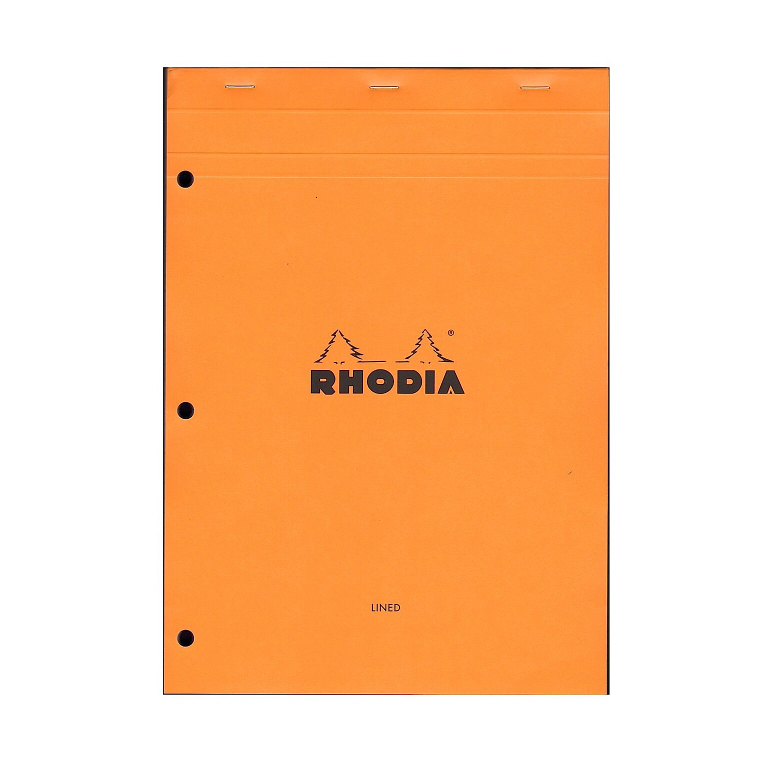 Rhodia Classic French Paper Pads Ruled With Margin, 3-Hole Punched 8 1/4 In. X 11 3/4 In. Orange [Pack Of 3] (3PK-18601)