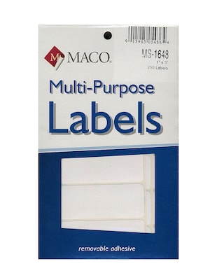 Maco Multi-Purpose Handwrite Labels Rectangular 1 In. X 3 In. Pack Of 250 [Pack Of 6] (6PK-MS-1648)