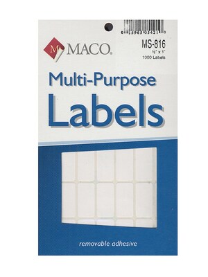 Maco Multi-Purpose Handwrite Labels Rectangular 1/2 In. X 1 In. Pack Of 1000 [Pack Of 6] (6PK-MS-816)