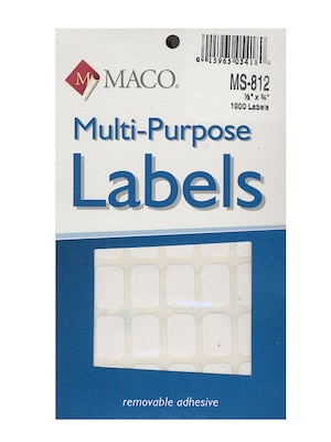 Maco Multi-Purpose Handwrite Labels Rectangular 1/2 In. X 3/4 In. Pack Of 1000 [Pack Of 6] (6PK-MS-8