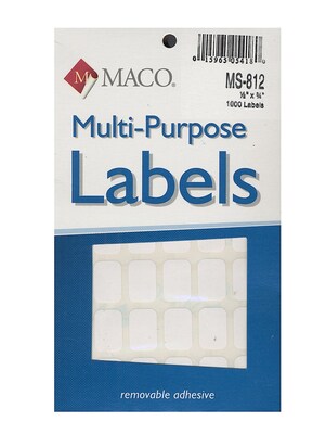 Maco Multi-Purpose Handwrite Labels Rectangular 1/2 In. X 3/4 In. Pack Of 1000 [Pack Of 6] (6PK-MS-8