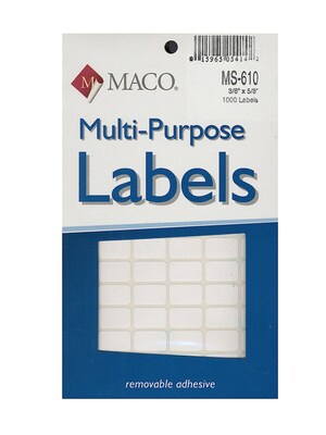 Maco Multi-Purpose Handwrite Labels Rectangular 3/8 In. X 5/8 In. Pack Of 1000 [Pack Of 6] (6PK-MS-610)