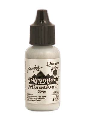 Ranger Tim Holtz Adirondack Alcohol Inks Silver Mixatives 0.5 Oz. Bottle [Pack Of 3] (3PK-TIM22176)