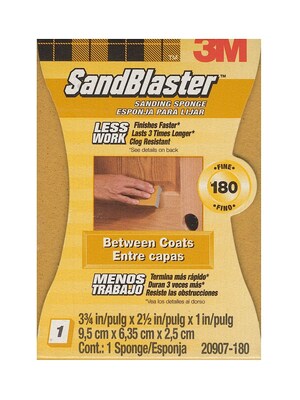 3M Sandblaster Sanding Pads Or Standing Sponges 180 Grit Sanding Sponge [Pack Of 4] (4PK-20907-180)